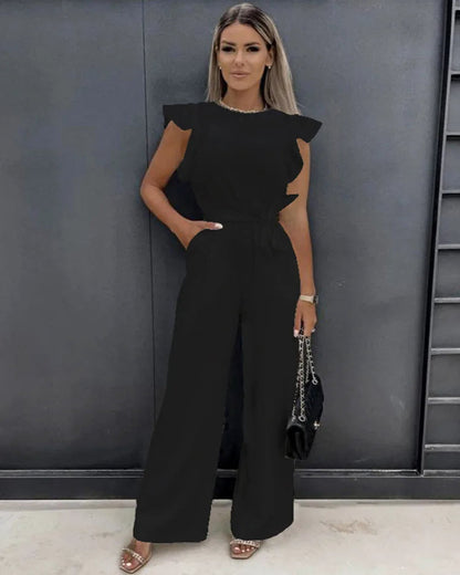 Women's Elegant Jumpsuit Flutter Sleeves - Vonnera