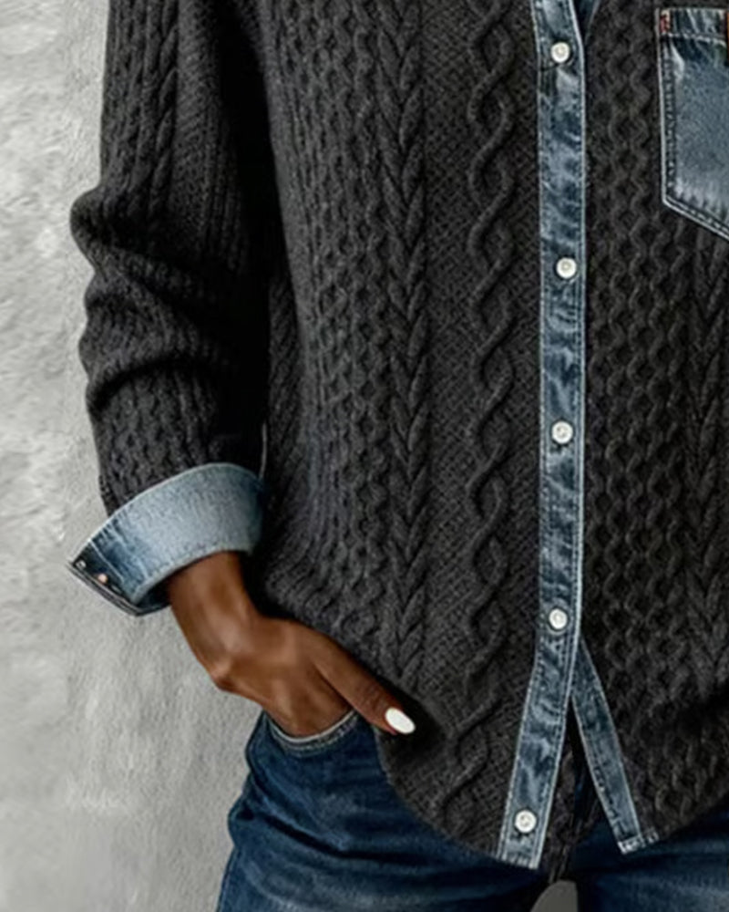 Women's Cable Knit Long Sleeve Blouse
