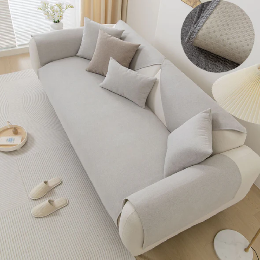 Linen Sectional Sofa Slipcover Beige