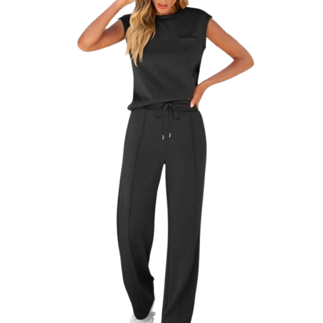 Women's Sleeveless Lounge Set Drawstring - Vonnera