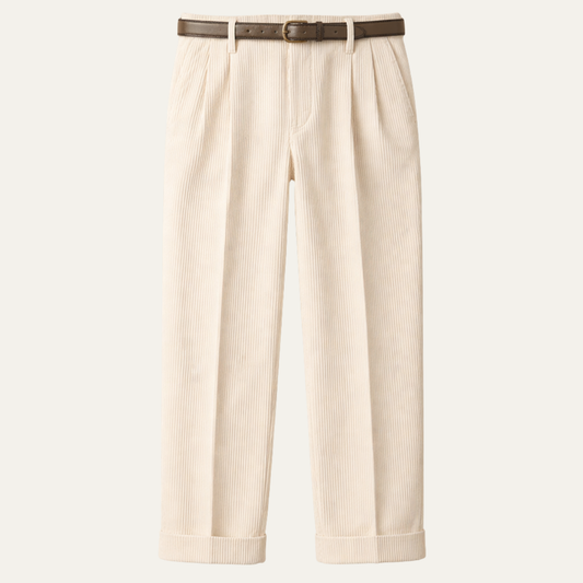 Men's Formal Straight Leg Pants High Waist Pleated Wool Black - Vonnera