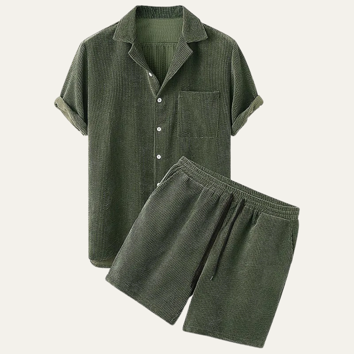 Men's Corduroy Summer Set Shirt And Shorts - Vonnera