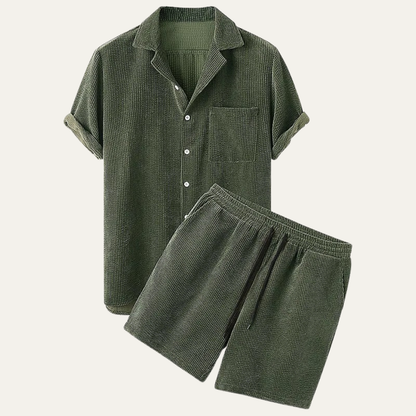 Men's Corduroy Summer Set Shirt And Shorts - Vonnera