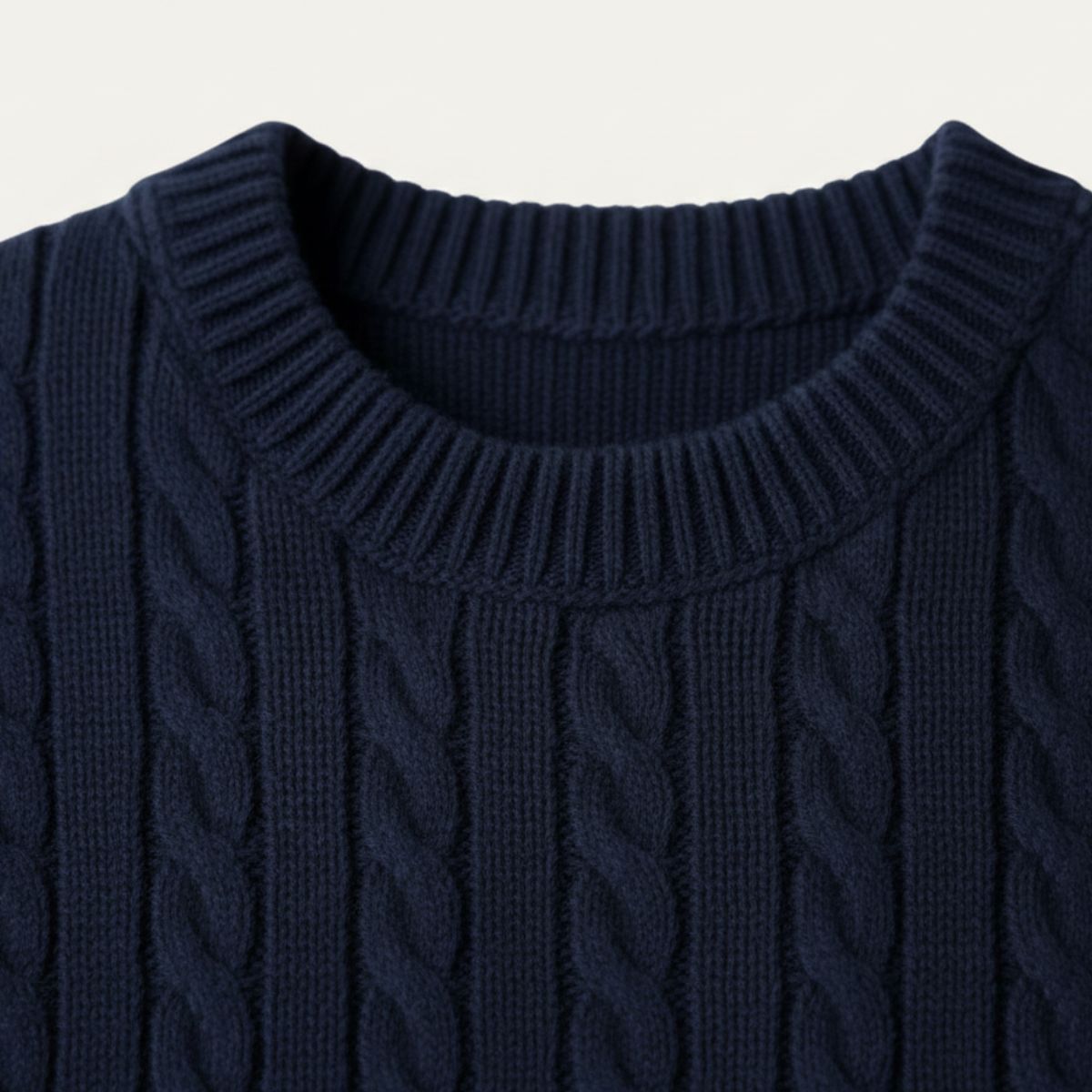 Men's Merino Wool Knit Sweater Navy Blue