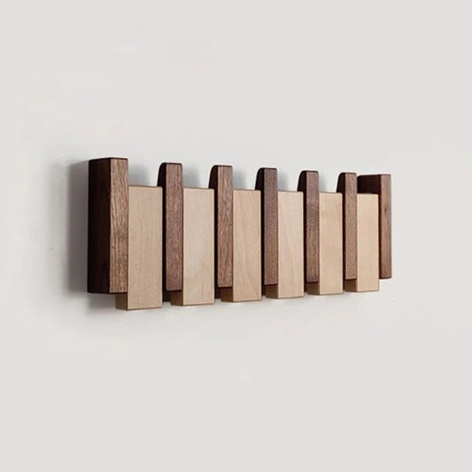 Wooden Wall Coat Rack With Folding Hooks - Vonnera