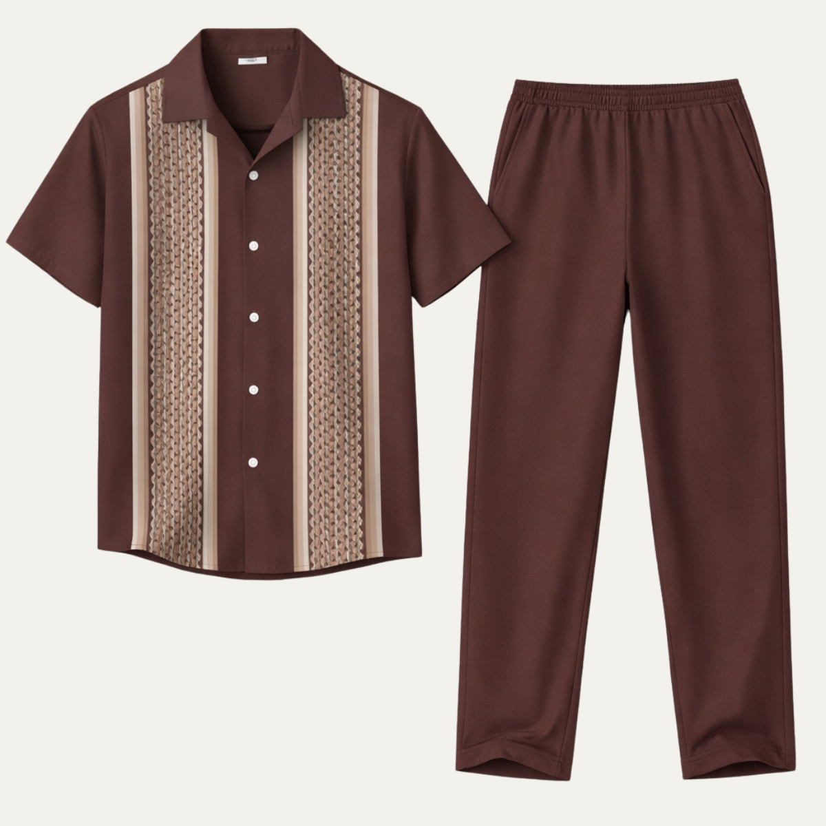 Men's Striped 2 Piece Suit Set Lightweight Shirt Pants - Vonnera