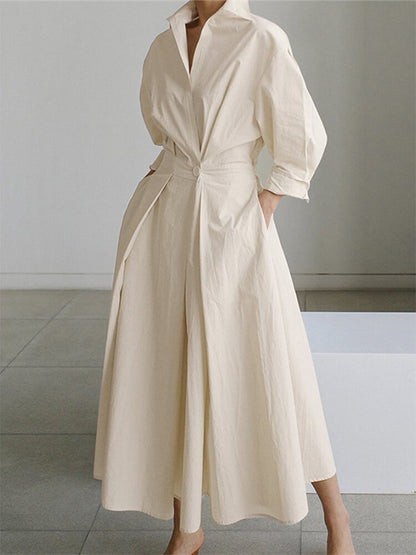 Women's Collared Button Front Maxi Dress - Vonnera