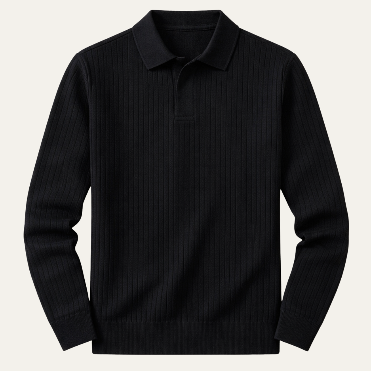 Men's Long Sleeve Polo Shirt Ribbed Knit - Vonnera
