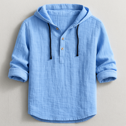Men's Button Neck Pullover Hoodie