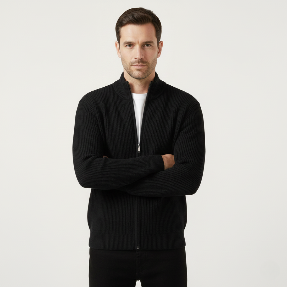 Men's Knit Zip Cardigan Sweater