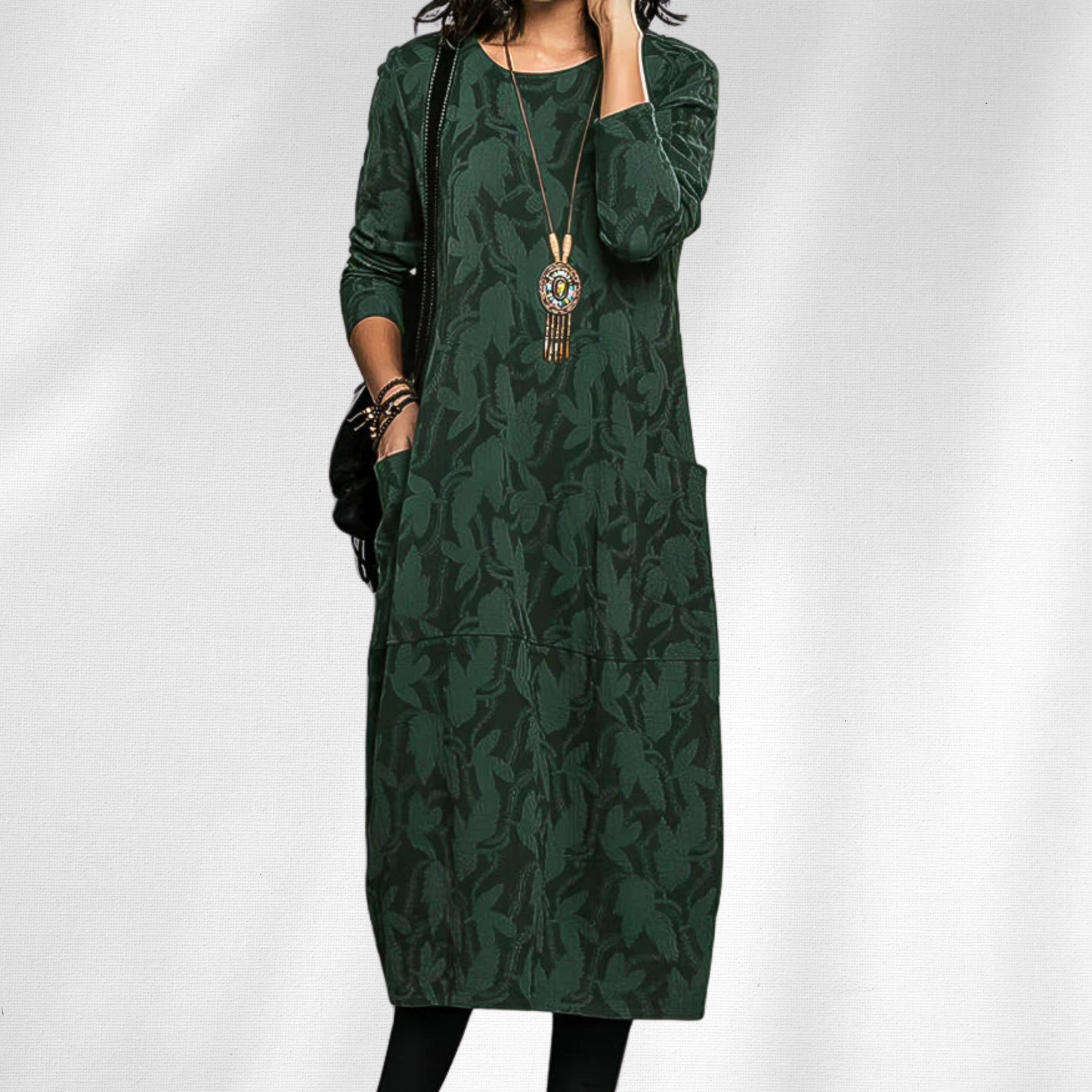 Women's Long Sleeve Printed Winter Dress - Vonnera