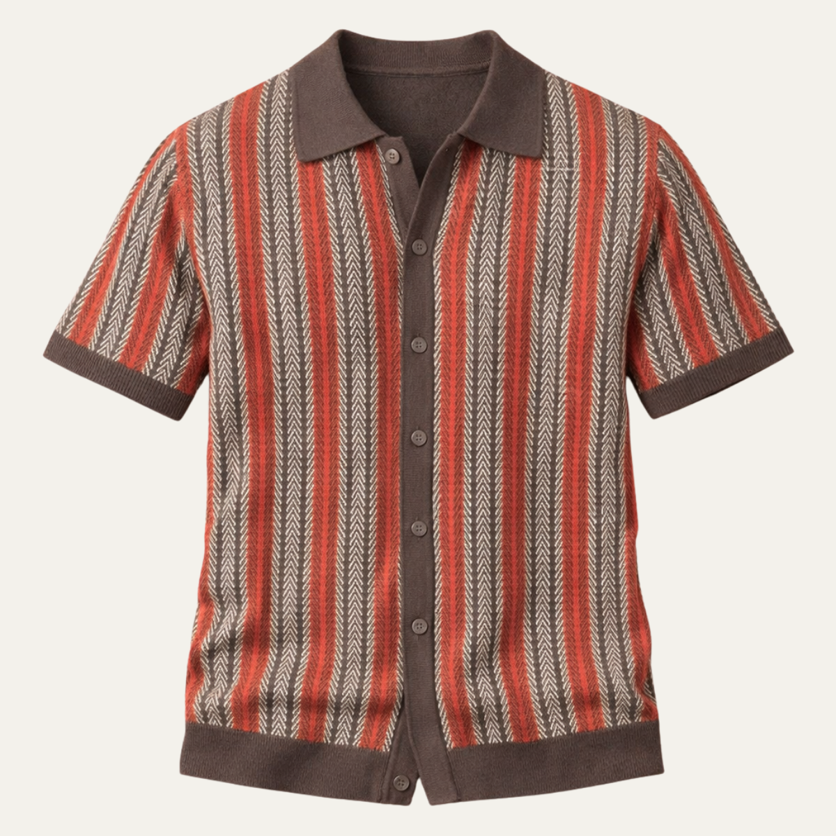 Men's Striped Knit Polo Shirt Lightweight - Vonnera