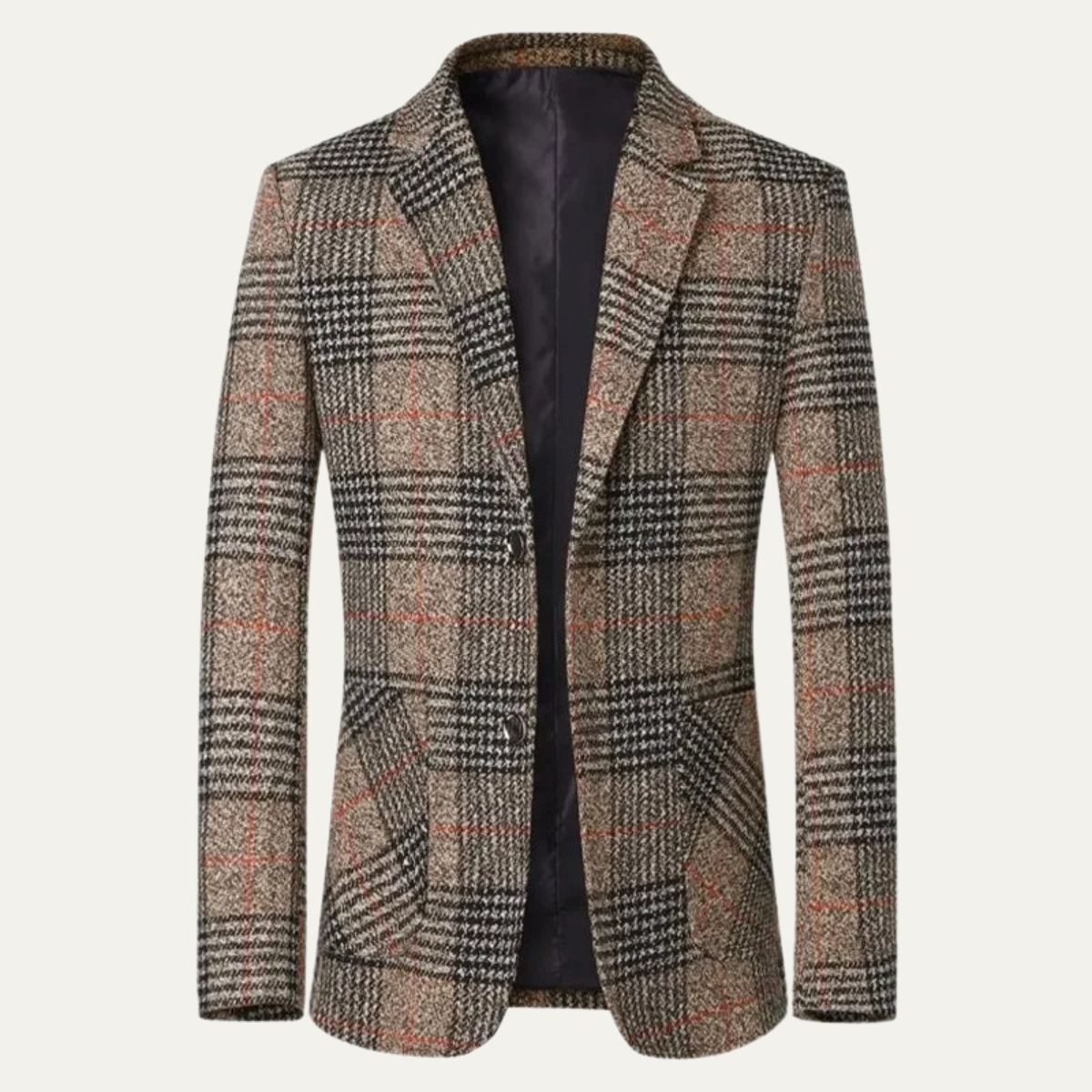 Men's Slim Fit Tweed Blazer Suit Plaid - Vonnera