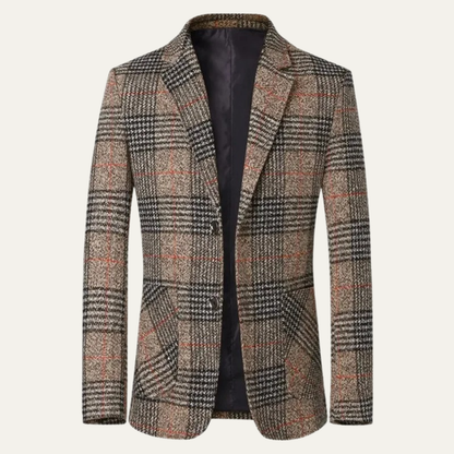 Men's Slim Fit Tweed Blazer Suit Plaid - Vonnera