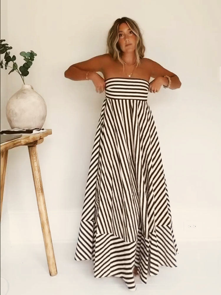 Women's Strapless Maxi Dress Elegant Floor Length