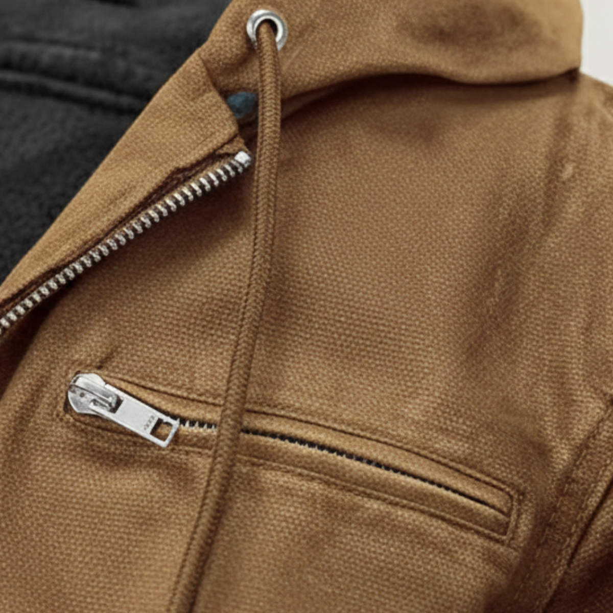 Men's Fleece Lined Hooded Jacket Warm Retro