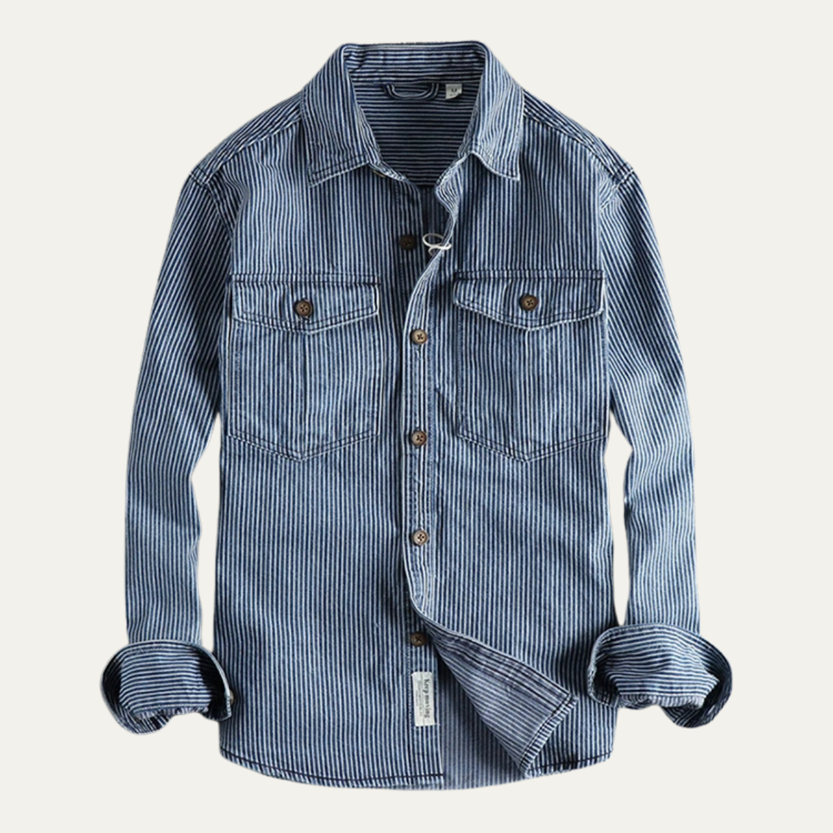 Men's Denim Shirt Jacket Striped Blue - Vonnera