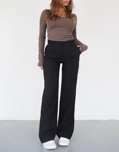 Women's Wide Leg High Waisted Trousers