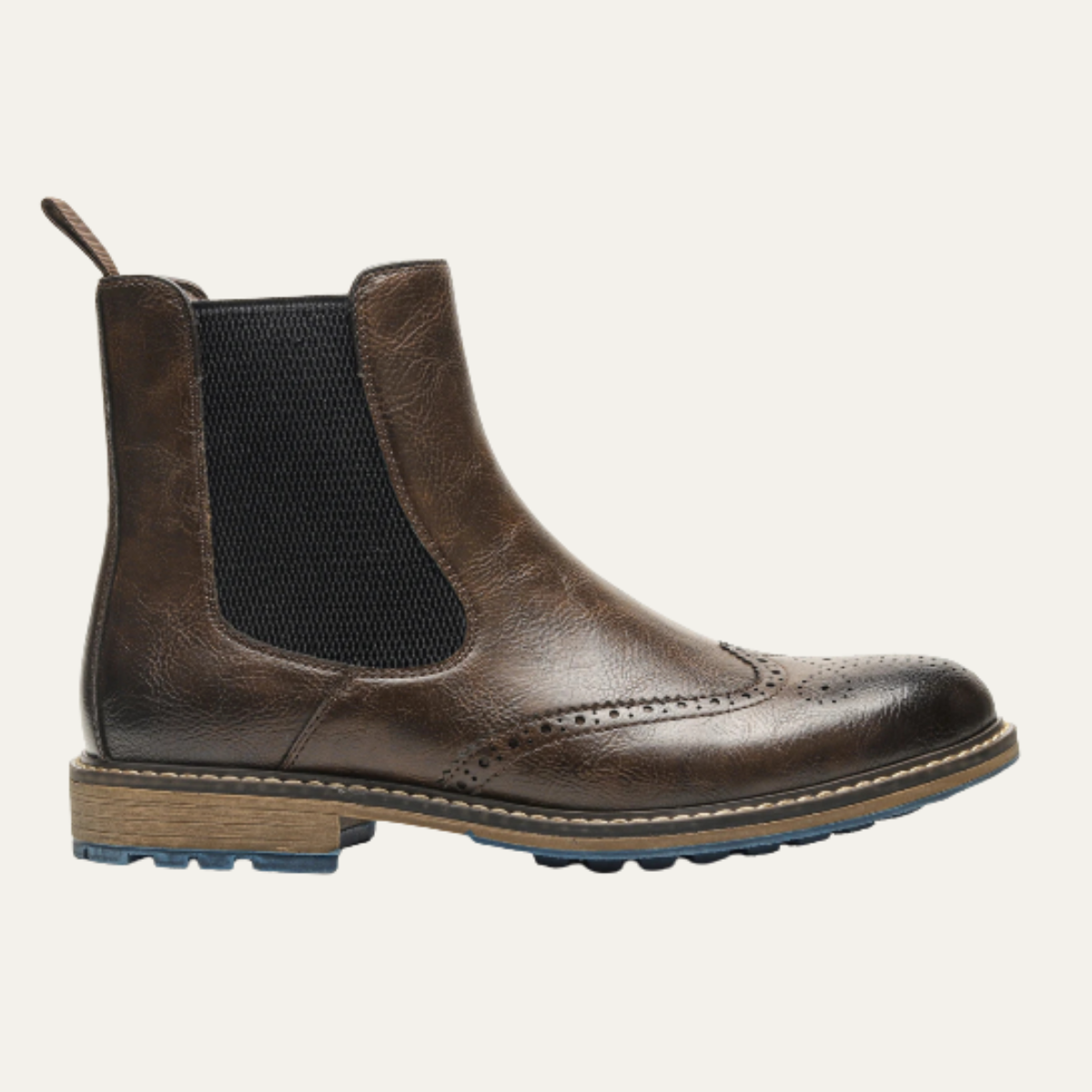 Monopoli Men's Chelsea Boots Leather Brogue Black - Vonnera