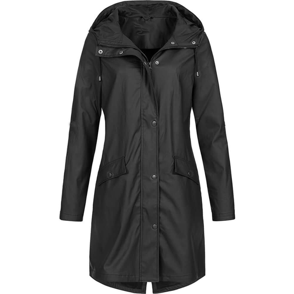 Women's Waterproof Raincoat Lightweight Breathable Black - Vonnera