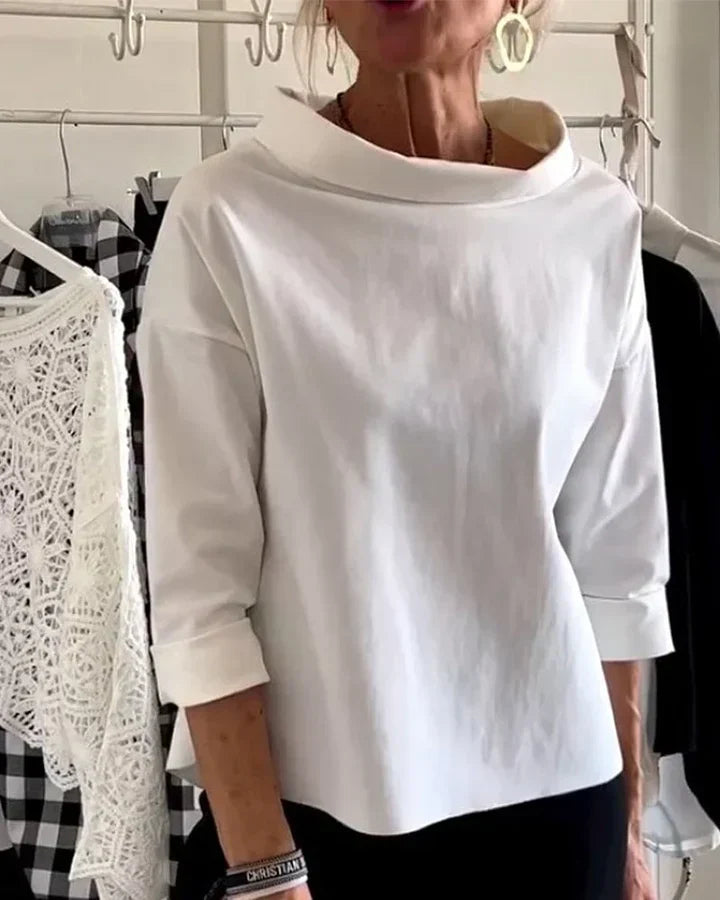 Women's Casual Blouse Wide Lapel Half Turtleneck