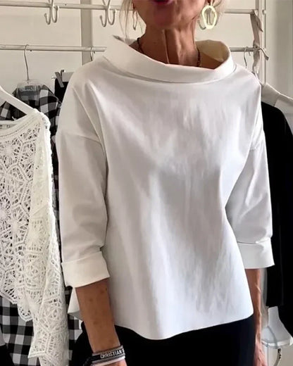 Women's Casual Blouse Wide Lapel Half Turtleneck