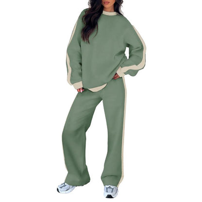 Women's Two Piece Set Round Neck Sleeves Pants