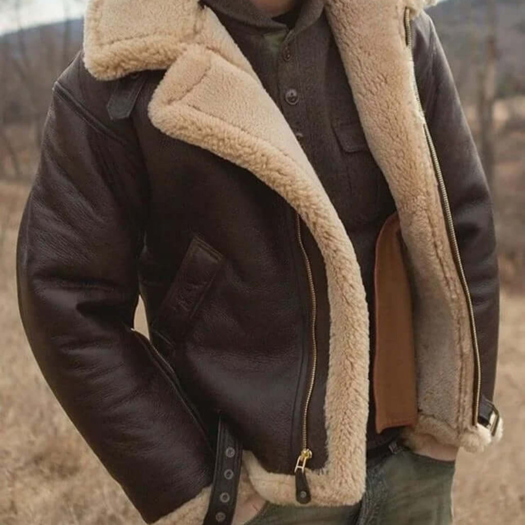 Sheepskin Flying Jacket Shearling Brown - Vonnera