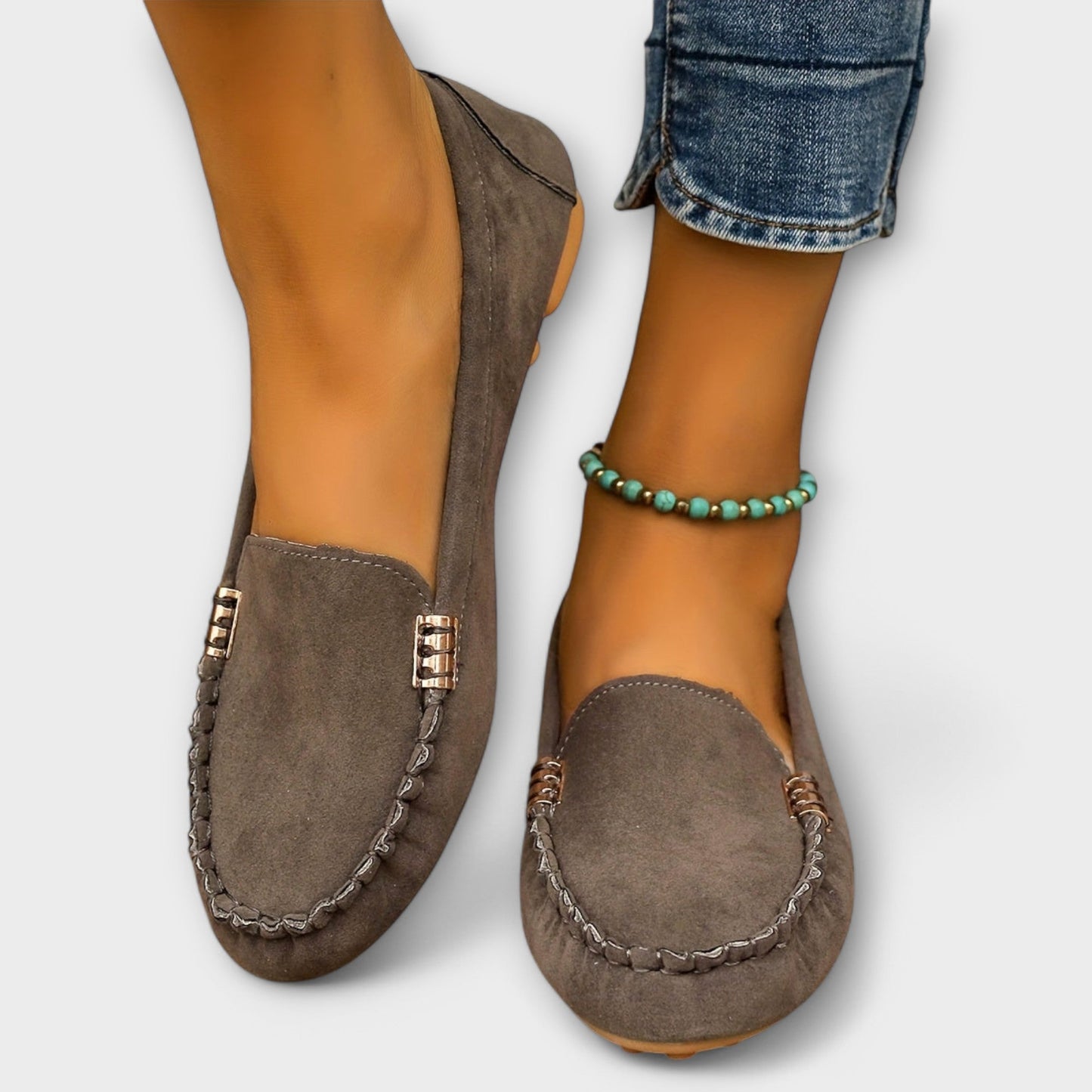 Women's Slip-On Loafers Stitched Leather