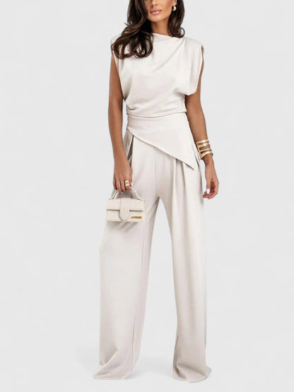 Women's Wide Leg Pants Two-Piece Set - Vonnera
