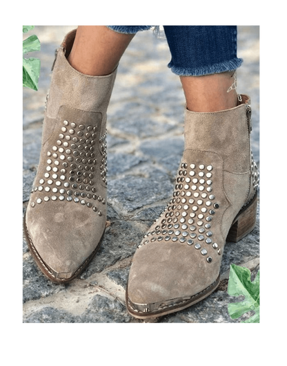 Women's Pointed Toe Ankle Boots Stud Style