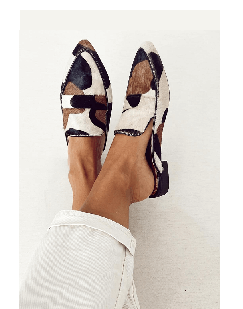 Women's Pointed-Toe Loafers Cow Print - Vonnera