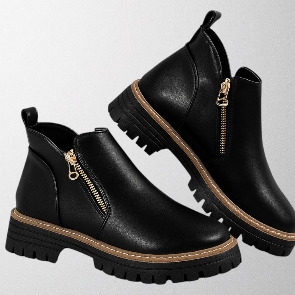 Women's Platform Ankle Boots Zip Design