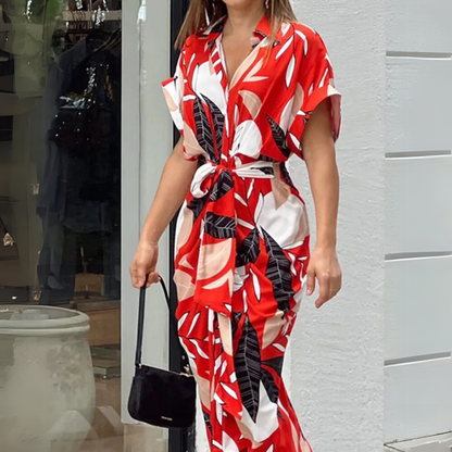 Women's Collared Dress With Tie Belt