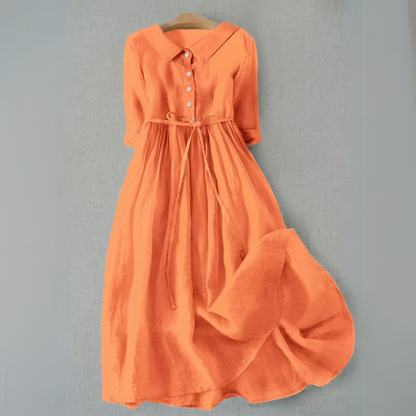 Women's Midi Dress Full Button Front Casual