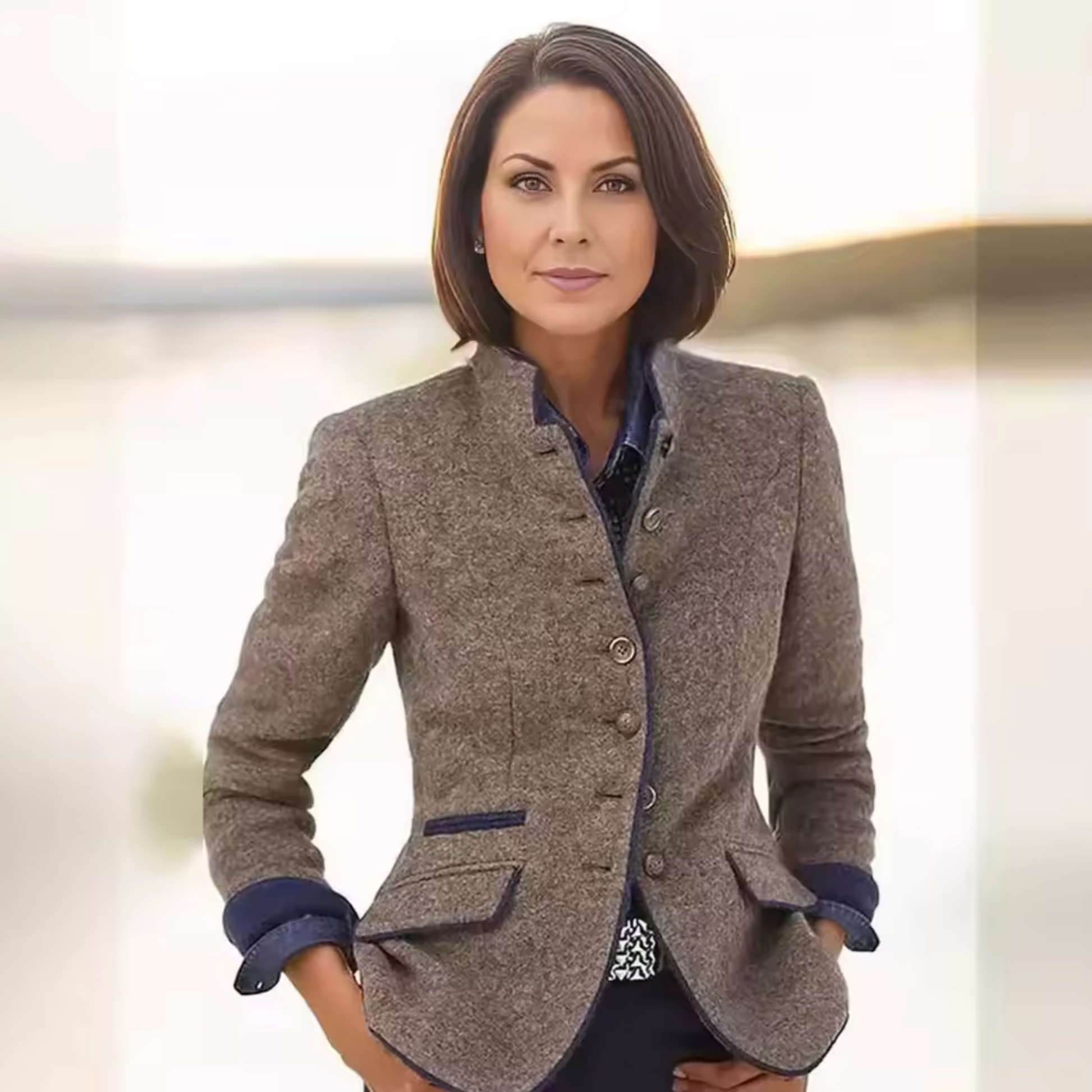 Women's Tailored Blazer Button Front Structured - Vonnera