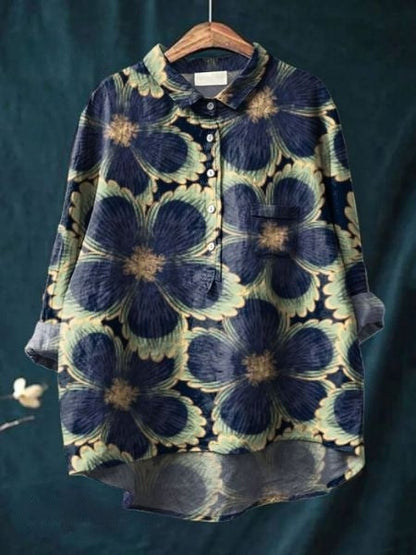 Women's Floral Print Blouse Button-Front
