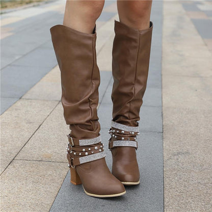 Women's Mid-Calf Boots Buckle Closure