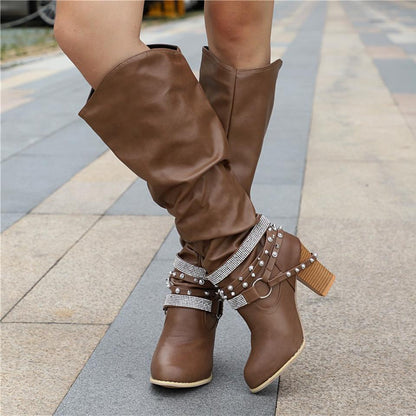 Women's Knee-High Slouchy Block Boots - Vonnera