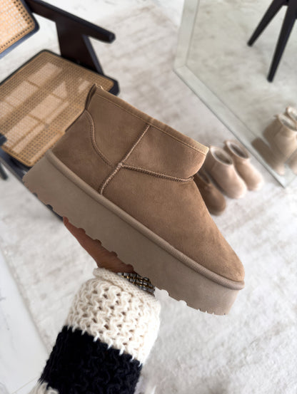 Women's Low Ankle Platform Boots Slip On