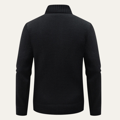 Men's Quilted Puffer Jacket Warm Zip Up Knit Black