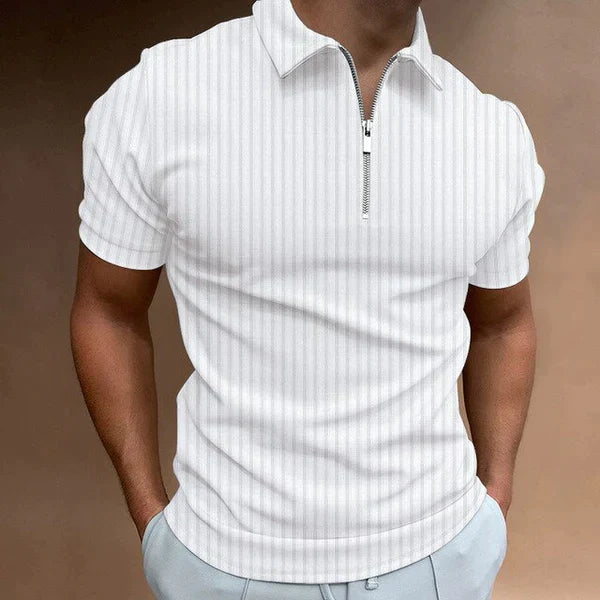 Men's Polo Shirt Zipper Front Muscle Fit