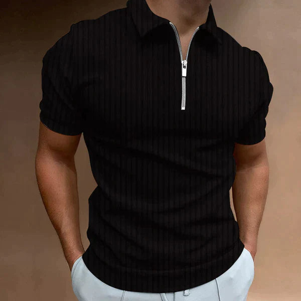 Men's Muscle Fit Polo Shirt Zipper Front