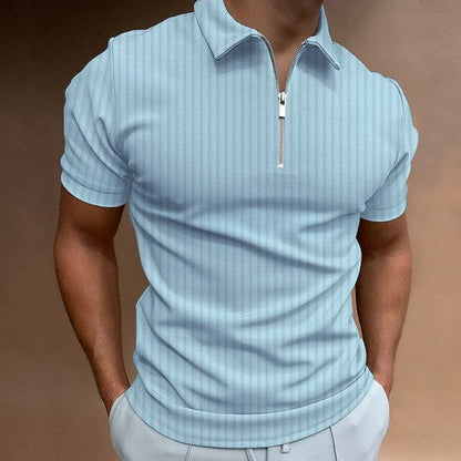 Men's Muscle Fit Polo Shirt Zipper Front