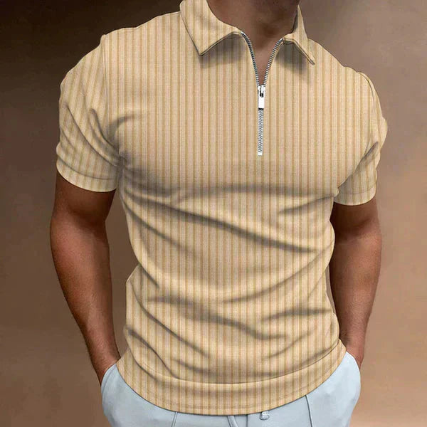 Men's Muscle Fit Polo Shirt Zipper Front