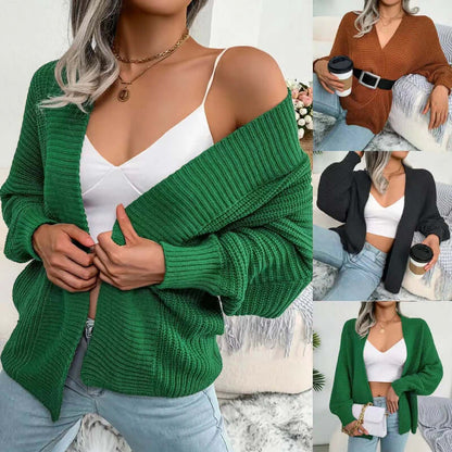 Women's Open-Front Knit Cardigan Long Sleeve Cozy Sweater