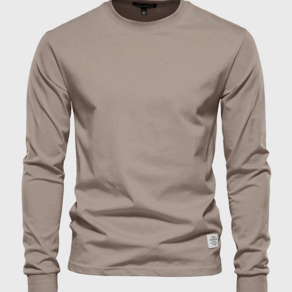 Men's Cotton Long Sleeve Shirt Round Neck - Vonnera