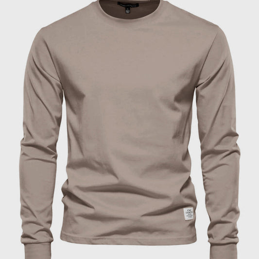 Men's Cotton Long Sleeve Shirt Round Neck - Vonnera