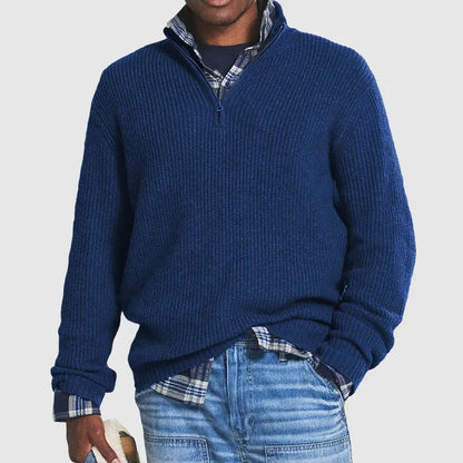 Men's Textured Zip Neck Sweater