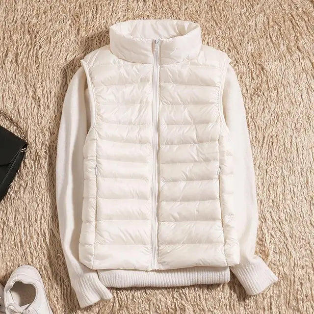Women's Lightweight Down Vest Warm Beige